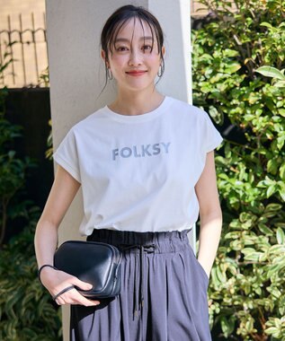 ANY グリッタープリントロゴＴシャツ オフ