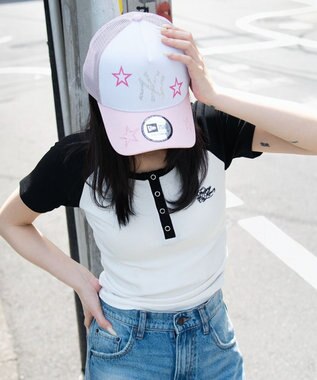 WEGO グラフィックラグランヘンリーネックT 柄2