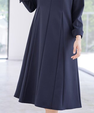 Tiaclasse L 【安田美沙子さん着用・洗える】フレアAラインリボンワンピース ネイビー