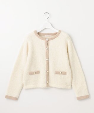 Feroux 【洗える】ブークレー ニットジャケット アイボリー系