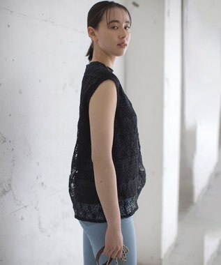 組曲 ラッセルレース ブラウス ブラック系