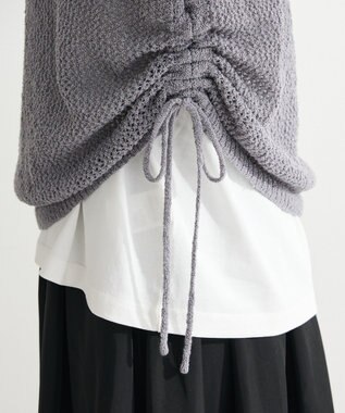 Green Parks サイドシャーリング透かし編みニットプルオーハ Gray