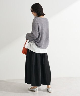 Green Parks サイドシャーリング透かし編みニットプルオーハ Gray