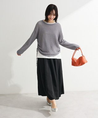 Green Parks サイドシャーリング透かし編みニットプルオーハ Gray