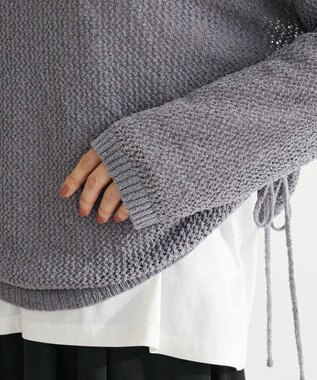 Green Parks サイドシャーリング透かし編みニットプルオーハ Gray