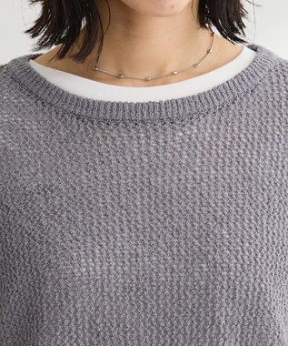 Green Parks サイドシャーリング透かし編みニットプルオーハ Gray