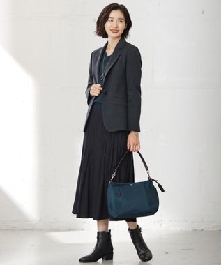 J.PRESS LADIES L 【洗える】パウダリージャージー ランダムプリーツ スカート ブラック系