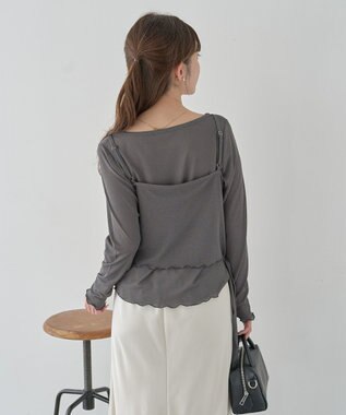 earth music&ecology 【SET2点】ツイストキャミレイヤードカットソー Gray