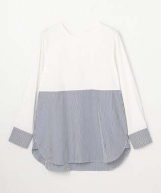 ANY シャツコンビレイヤードインナー ネイビーストライプ