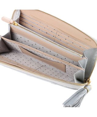 UNBILLION ペルケ perche / 牛革ドット刺繍ラウンド長財布 シルバー