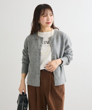 Green Parks 金釦コンパクトニットカーディガン Gray Mixture