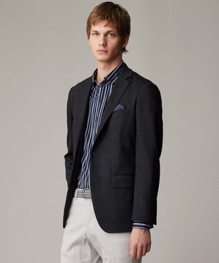 JOSEPH ABBOUD 【ストレッチ・イージーケア】ジャージーストライプシャツ ネイビー系1