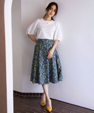 組曲 【洗える】レリーフスリーブジャージー カットソー アイボリー系