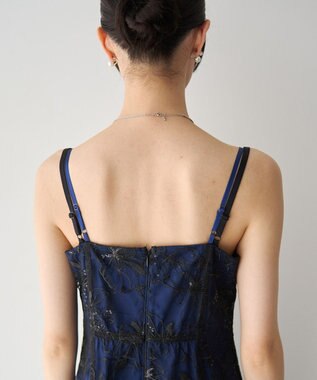 YECCA VECCA 【2点SET】フラワー柄スパンコール刺繍ドレス Navy