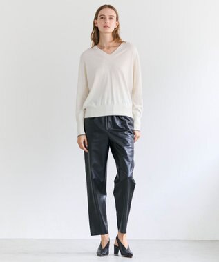 BEIGE， HYAL / フェイクレザーカービーラインイージーパンツ Black