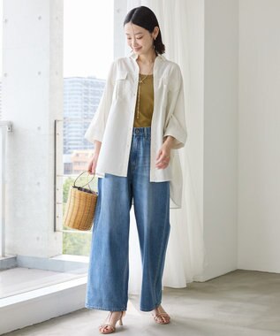 AMERICAN HOLIC 【WEB限定】接触冷感Wポケットシャツチュニック Ivory