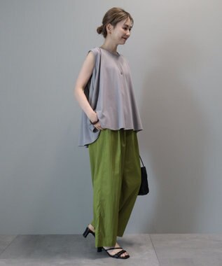 AMERICAN HOLIC イージーケア＋接触冷感ウエストタックワイドパンツ Pistachio