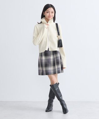 earth music&ecology ベロアケーブルＺｉｐカーディガン Ivory