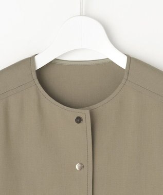 自由区 【カタログ掲載・セットアップ対応】リネンストレッチノーカラー ジャケット カーキ