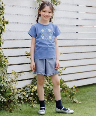 組曲 KIDS  【110-140㎝】 フラワーリースTeeシャツ ブルー