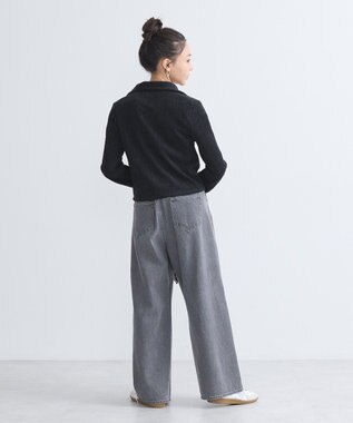 earth music&ecology ベロアケーブルＺｉｐカーディガン Ivory