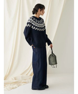 CRAFT STANDARD BOUTIQUE 求心柄ニットプルオーバー Navy