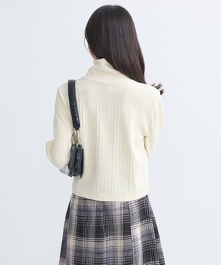 earth music&ecology ベロアケーブルＺｉｐカーディガン Ivory