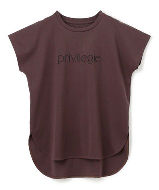 UNFILO BEAUTY FORM ロゴ刺繍フレンチスリーブTシャツ ブラウン