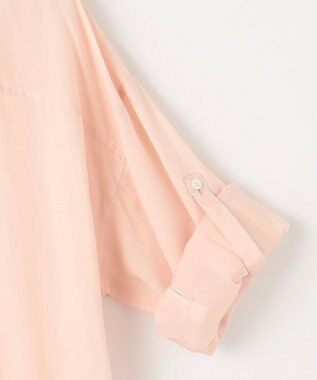 自由区 【洗える】テンセルリネンシャツワンピース ピンク