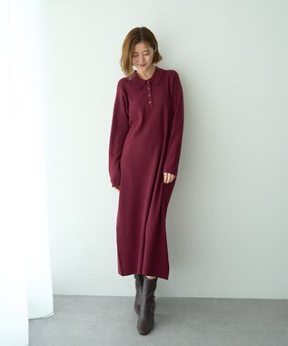 YECCA VECCA 襟付きニットワンピース Bordeaux