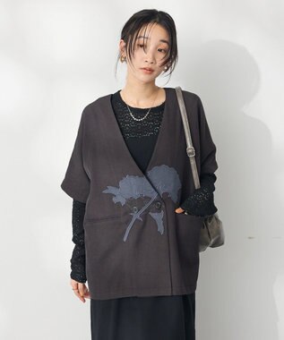 CRAFT STANDARD BOUTIQUE 刺繍カラーレスジャケット Dark Gray