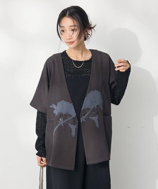 CRAFT STANDARD BOUTIQUE 刺繍カラーレスジャケット Dark Gray