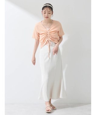 earth music&ecology ポコポコギャザードロストプルオーバー Pink Orange