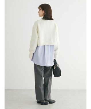 Green Parks レイヤードアソート柄シャツチュニック Stripe Blue