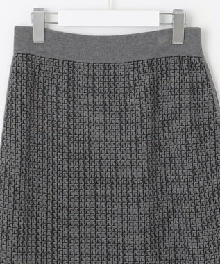 自由区 【洗える】リバーシブルニット セットアップ(カーディガン×タイトスカート) グレー×ブラック