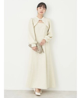 earth music&ecology ＳＥＴ２点ジャガードボレロ＋ワンピース Ecru