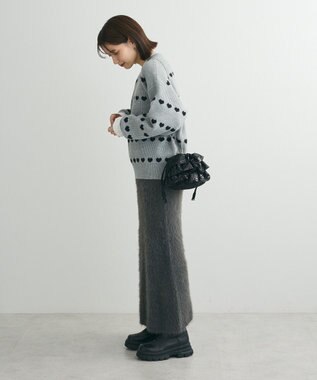 Green Parks ・ｓｗｉｎｇ　ｂｙ　ハートクルーネックニット Gray