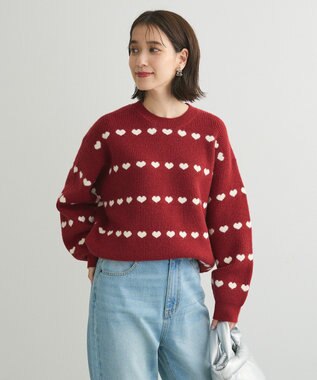 Green Parks ・ｓｗｉｎｇ　ｂｙ　ハートクルーネックニット Red
