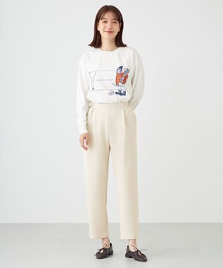 SHARE PARK LADIES 【洗える】ストレッチポンチ テーパードパンツ アイボリー系