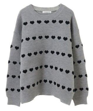 Green Parks ・ｓｗｉｎｇ　ｂｙ　ハートクルーネックニット Gray