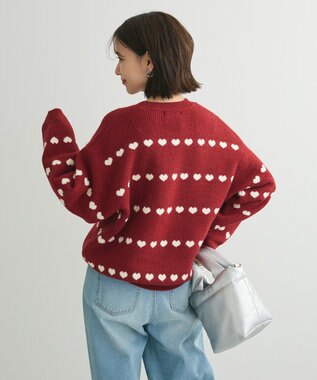 Green Parks ・ｓｗｉｎｇ　ｂｙ　ハートクルーネックニット Red