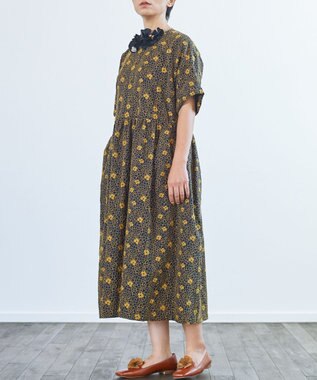 muuc 【手刺繍のような刺繍が美しい】ハイドランジア ドレス ダークネイビー