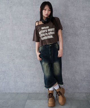 WEGO 2WAYオフショルショートT 柄8