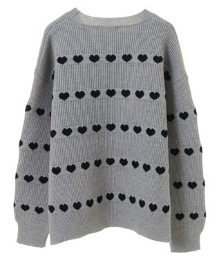 Green Parks ・ｓｗｉｎｇ　ｂｙ　ハートクルーネックニット Gray