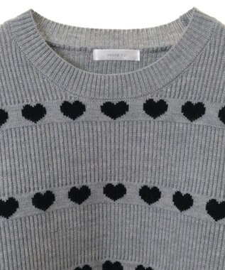 Green Parks ・ｓｗｉｎｇ　ｂｙ　ハートクルーネックニット Gray