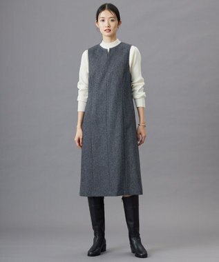 J.PRESS LADIES L ネップヘリンボーン ジャンパースカート グレー系