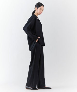 23区 【エステータ】ウールツイルジャージー スリットネック ブラウス ブラック