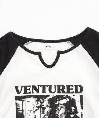 WEGO キーネックサイドドロストラグランロンT ブラック