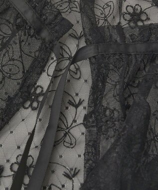 earth music&ecology フラワー刺繍レイヤードスカート Black