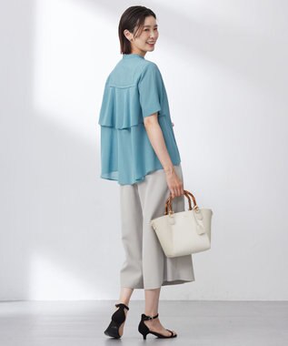 J.PRESS LADIES L 【WEB限定カラーあり・洗える・速乾・接触冷感】リライムライトローン バックフリル ブラウス スモーキーミント系